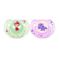 Avent Silicone Girls Classic Twin Pack Soothers 0-6 Months