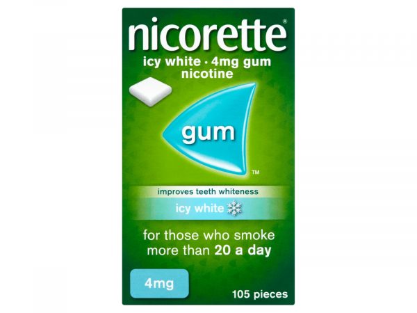 Nicorette Icy White 4mg Medicated Chewing Gum 105 Pieces