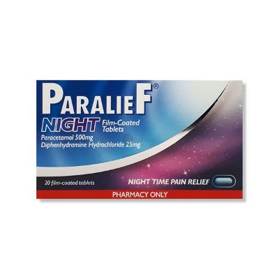 Paralief Night 500mg/25mg 20 Film-coated Tablets