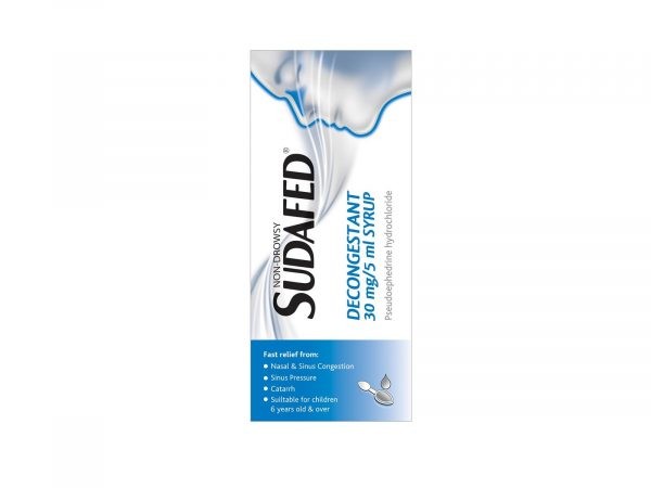 Sudafed Non-Drowsy Decongestant 30mg/5ml Syrup 100ml