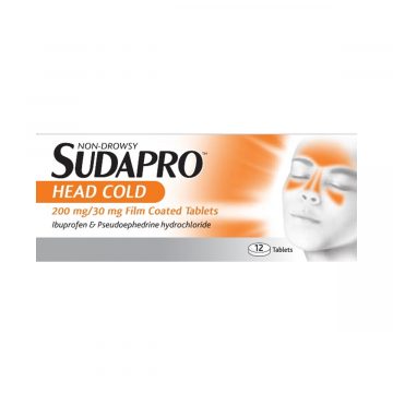 Sudapro Head Cold 200mg/30mg 12 Film-Coated Tablets