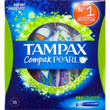 TAMPAX PEARL COMPAC SUPER GREEN 18S
