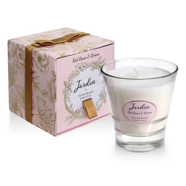 Tipperary Crystal Red Roses Lemon Jardin Collection Candle