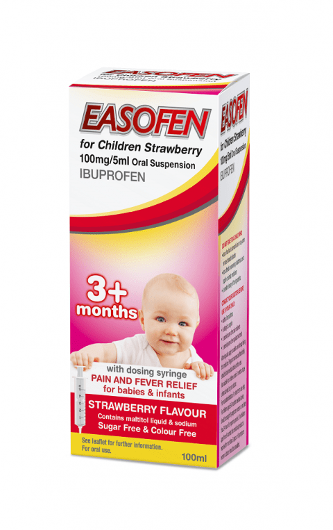 Easofen For Children 3+ Months 100mg 5ml Strawberry Oral Suspension 