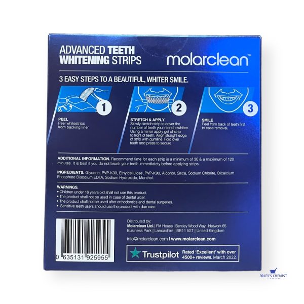 MolarClean Advanced Teeth Whitening Strips Back